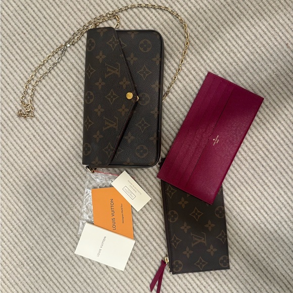 Louis Vuitton Brown Monogram Clutch with Gold Chain - Picture 2 of 2